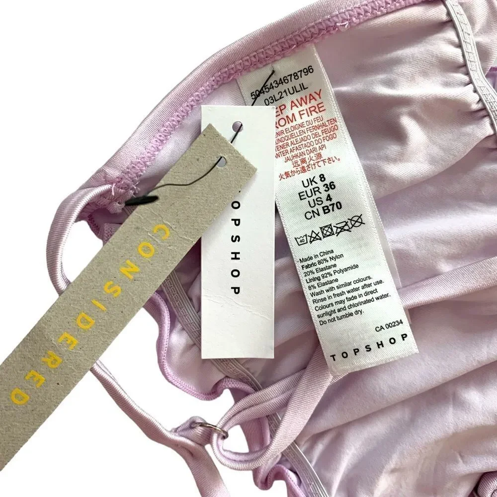 Topshop Lilac Shiny Frill Bikini Top